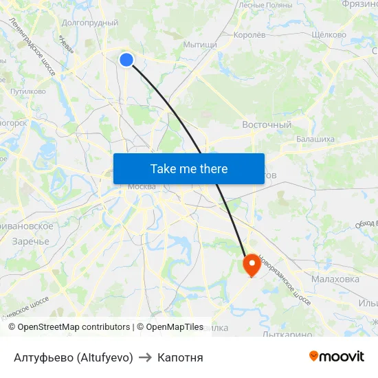 Алтуфьево (Altufyevo) to Капотня map