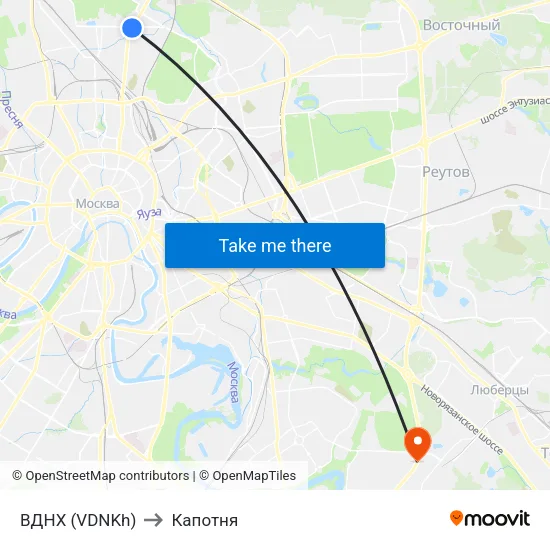 ВДНХ (VDNKh) to Капотня map
