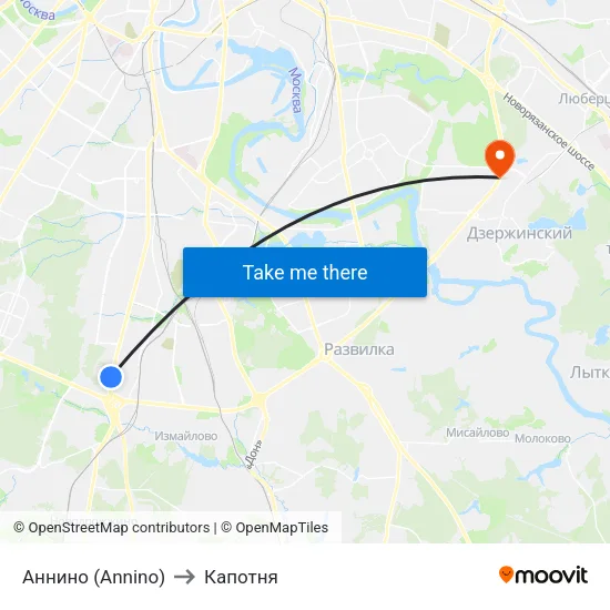 Аннино (Annino) to Капотня map