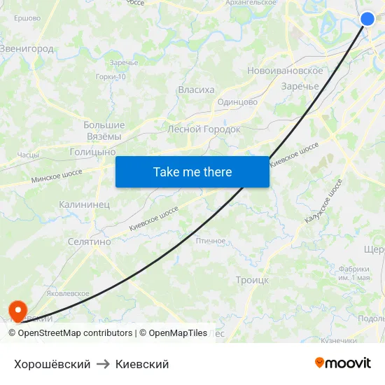 Хорошёвский to Киевский map