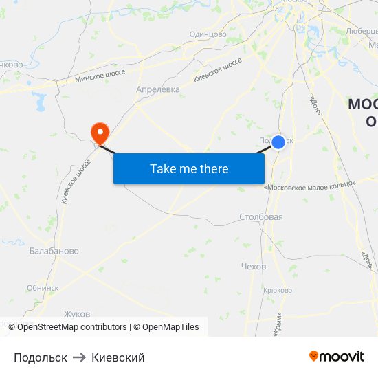 Подольск to Киевский map