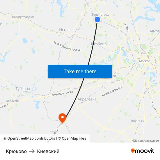 Крюково to Киевский map