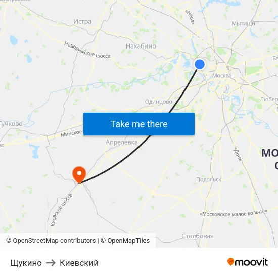 Щукино to Киевский map