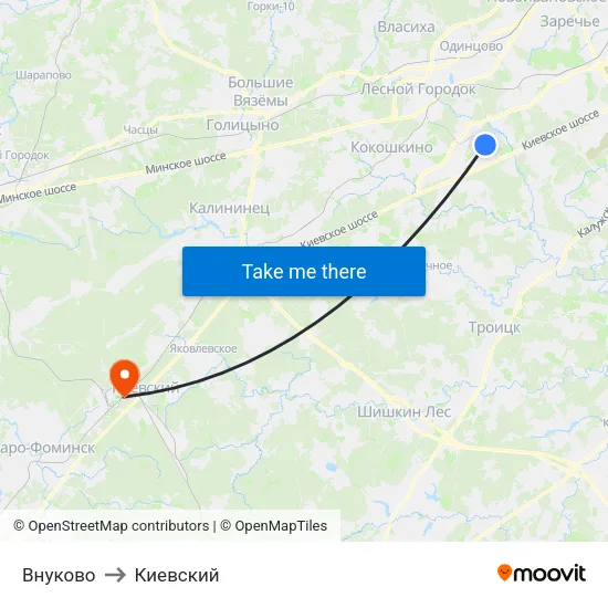 Внуково to Киевский map