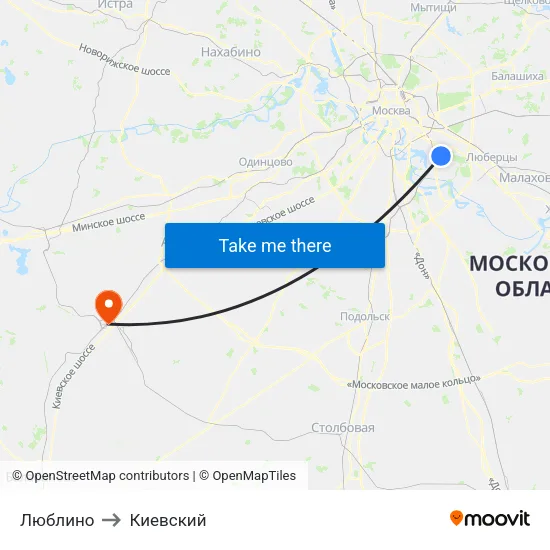 Люблино to Киевский map