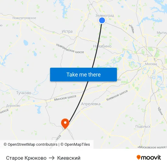 Старое Крюково to Киевский map