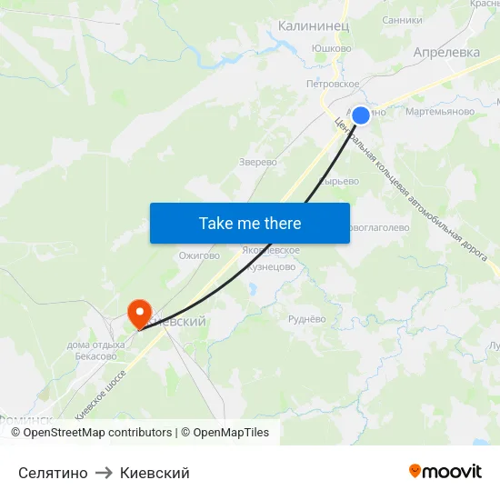 Селятино to Киевский map