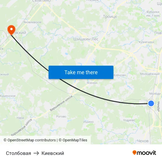 Столбовая to Киевский map
