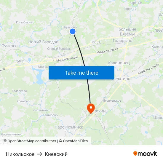 Никольское to Киевский map