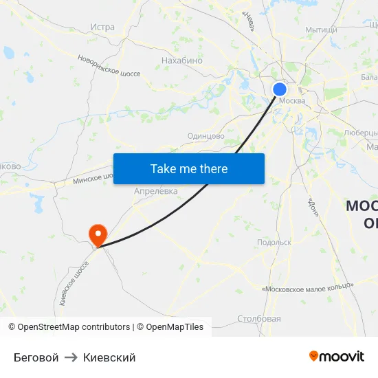 Беговой to Киевский map