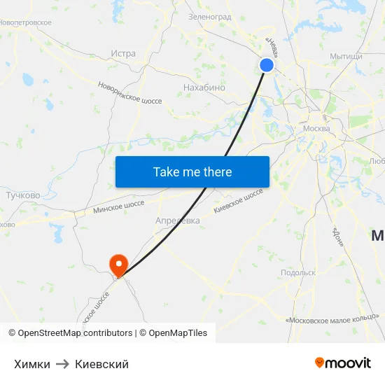 Химки to Киевский map