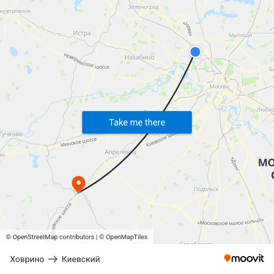 Ховрино to Киевский map