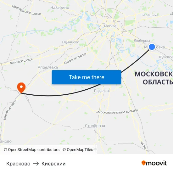 Красково to Киевский map