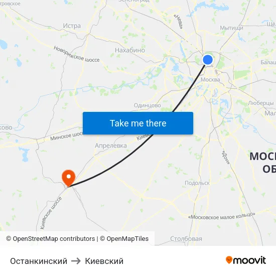 Останкинский to Киевский map