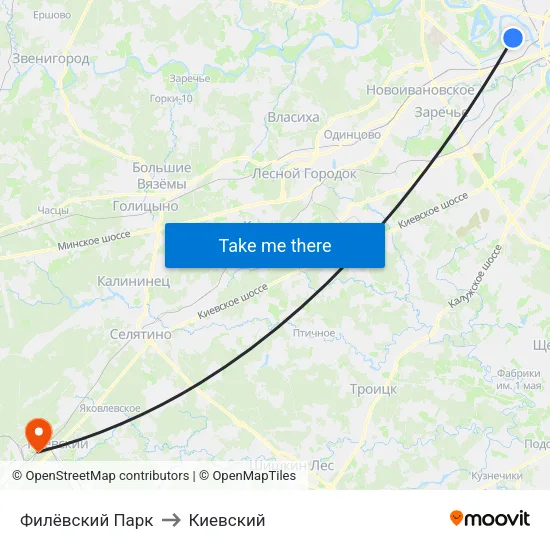 Филёвский Парк to Киевский map