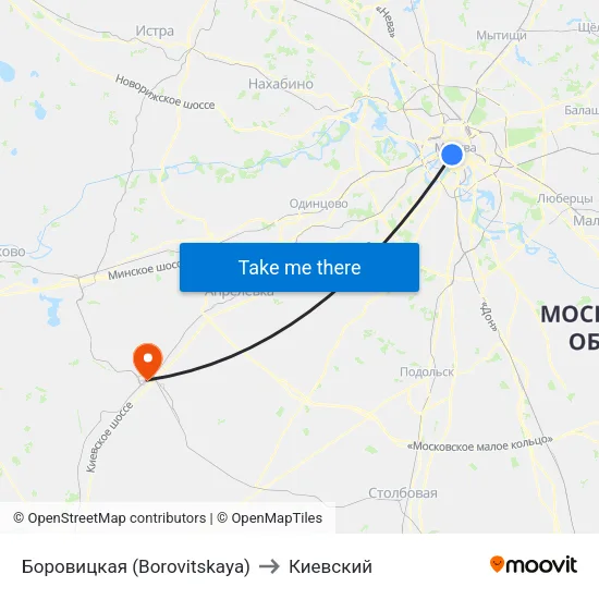 Боровицкая (Borovitskaya) to Киевский map