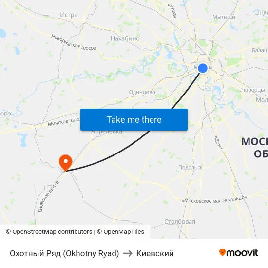 Охотный Ряд (Okhotny Ryad) to Киевский map