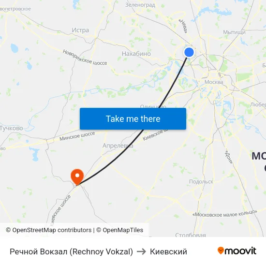 Речной Вокзал (Rechnoy Vokzal) to Киевский map