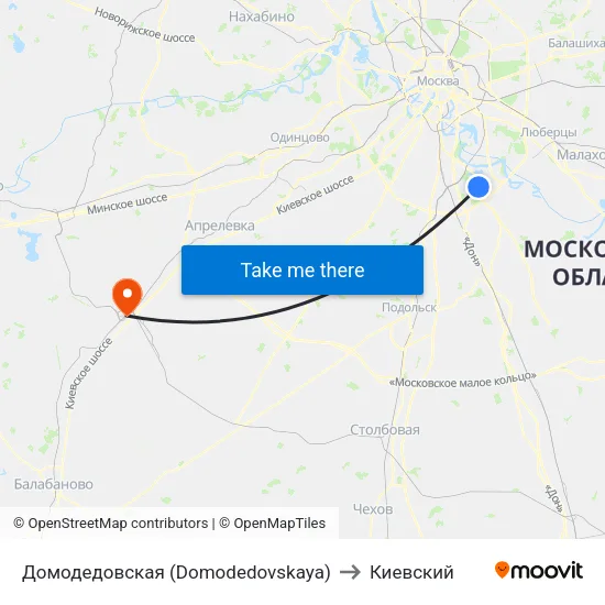 Домодедовская (Domodedovskaya) to Киевский map