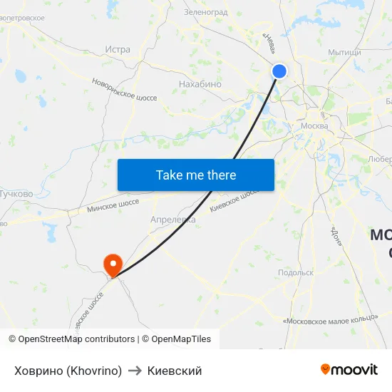 Ховрино (Khovrino) to Киевский map
