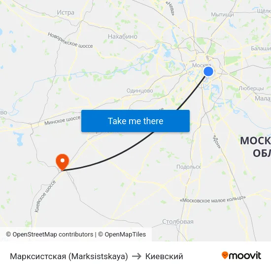 Марксистская (Marksistskaya) to Киевский map