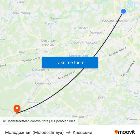 Молодежная (Molodezhnaya) to Киевский map