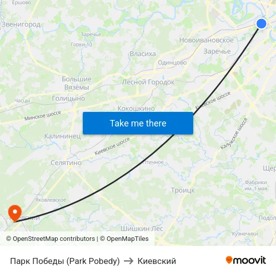 Парк Победы (Park Pobedy) to Киевский map