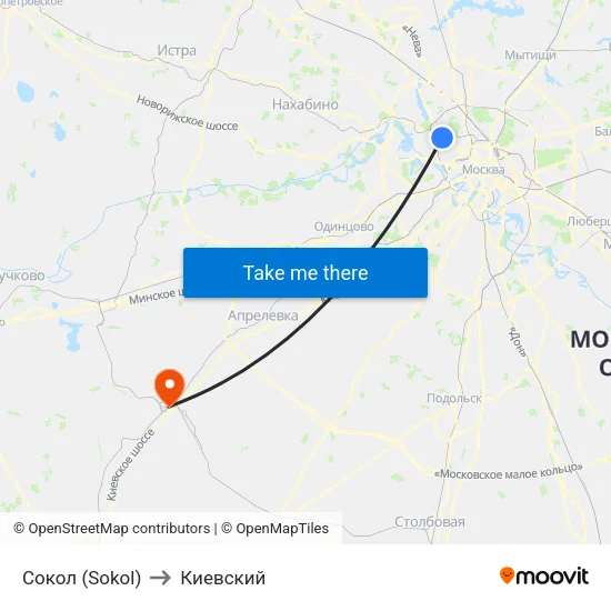 Сокол (Sokol) to Киевский map