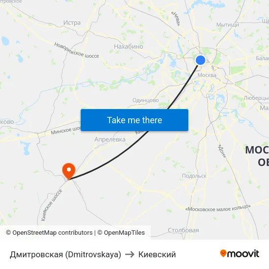 Дмитровская (Dmitrovskaya) to Киевский map