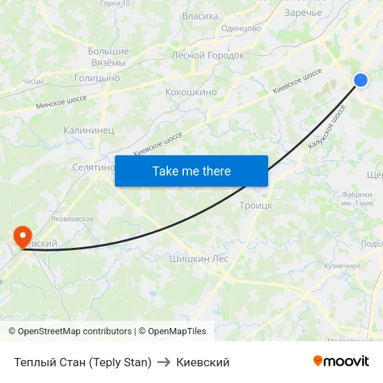 Теплый Стан (Teply Stan) to Киевский map