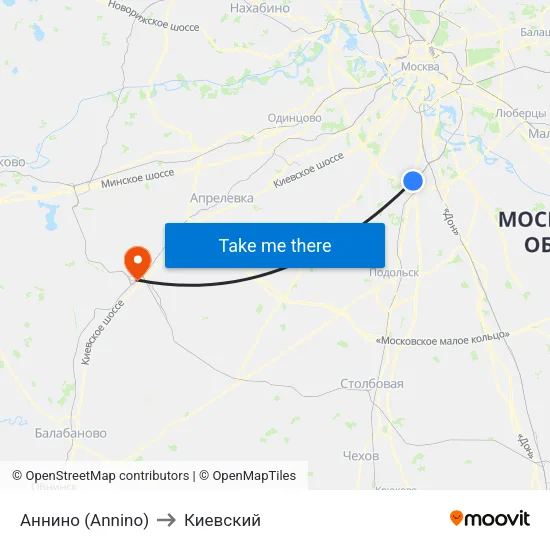 Аннино (Annino) to Киевский map