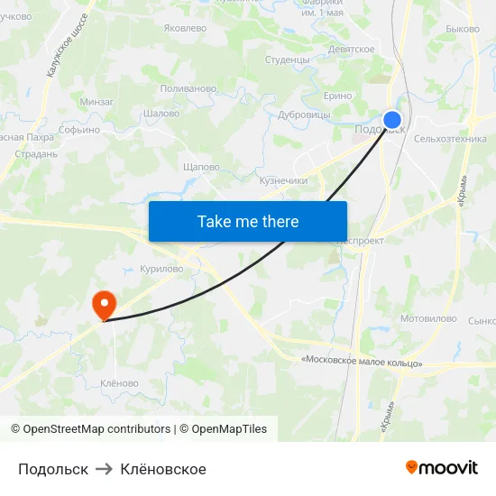 Подольск to Клёновское map