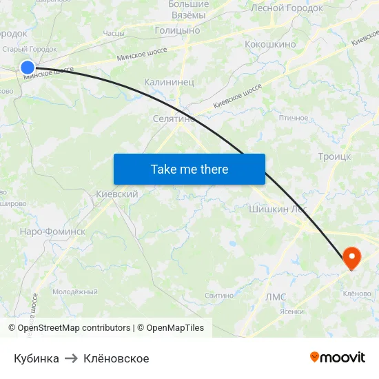 Кубинка to Клёновское map