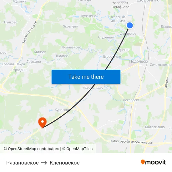 Рязановское to Клёновское map