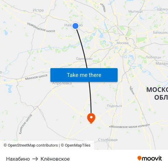 Нахабино to Клёновское map