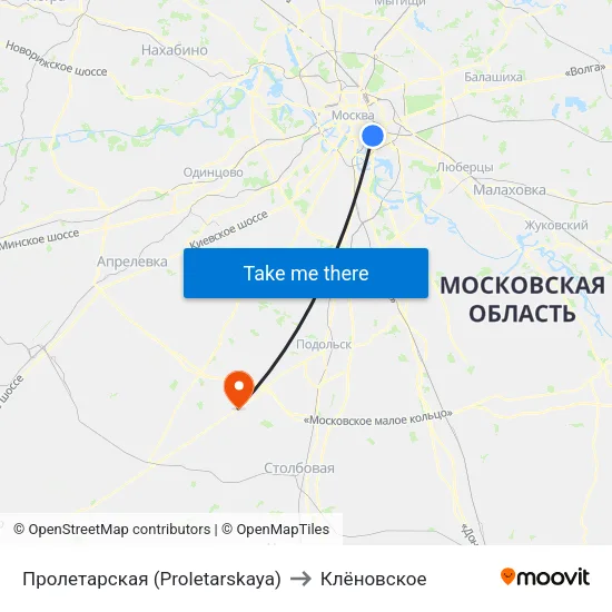 Пролетарская (Proletarskaya) to Клёновское map