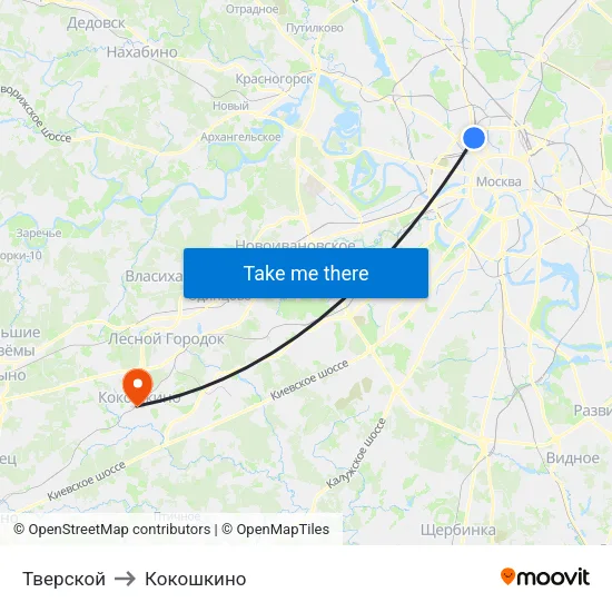 Тверской to Кокошкино map