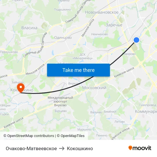 Очаково-Матвеевское to Кокошкино map