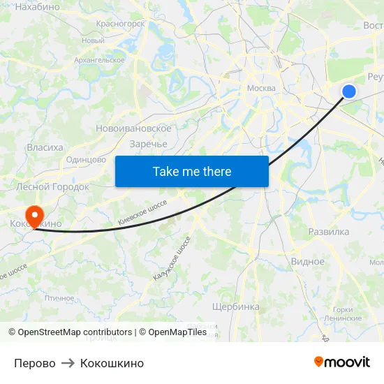 Перово to Кокошкино map