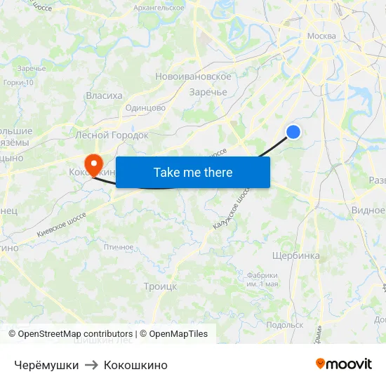 Черёмушки to Кокошкино map