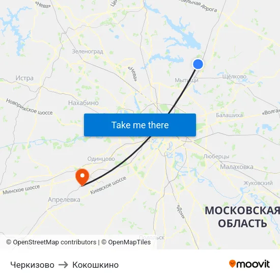Черкизово to Кокошкино map