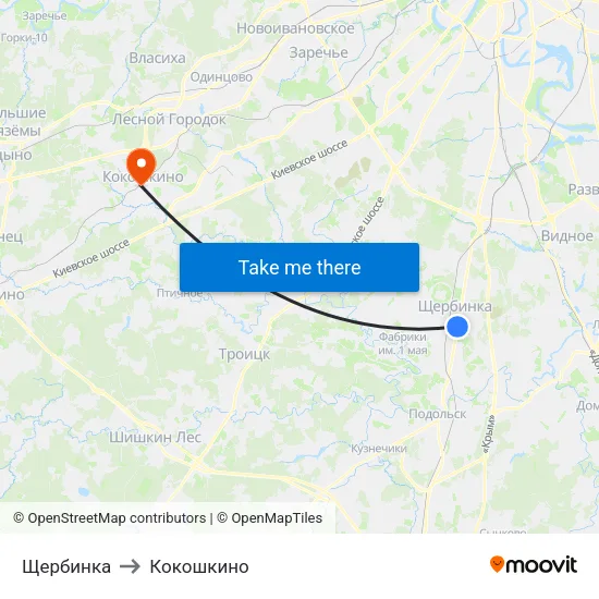 Щербинка to Кокошкино map