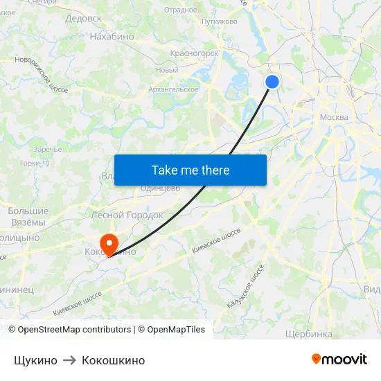 Щукино to Кокошкино map