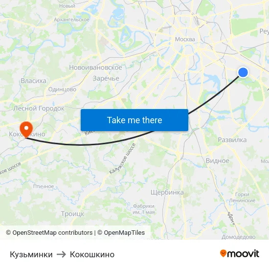 Кузьминки to Кокошкино map