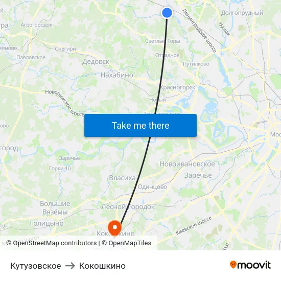 Кутузовское to Кокошкино map