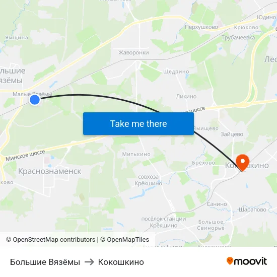 Большие Вязёмы to Кокошкино map
