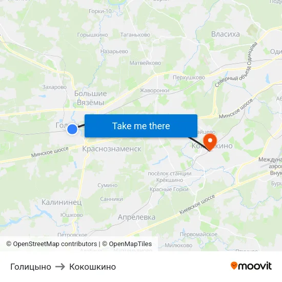 Голицыно to Кокошкино map