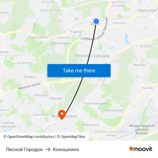 Лесной Городок to Кокошкино map