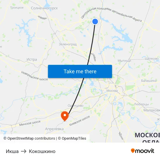 Икша to Кокошкино map