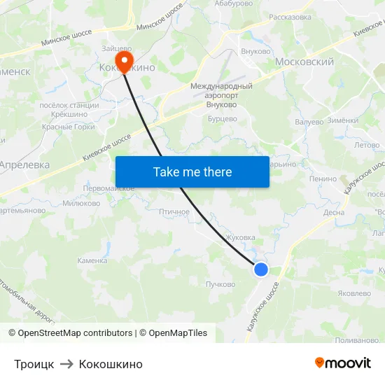 Троицк to Кокошкино map